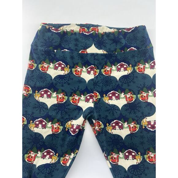 LuLaRoe Women’s Leggings Size TC Tall/Curvy XL Christmas Santa Claus Xmas Snow - Picture 7 of 8